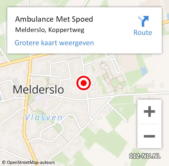Locatie op kaart van de 112 melding: Ambulance Met Spoed Naar Melderslo, Koppertweg op 27 maart 2020 09:54