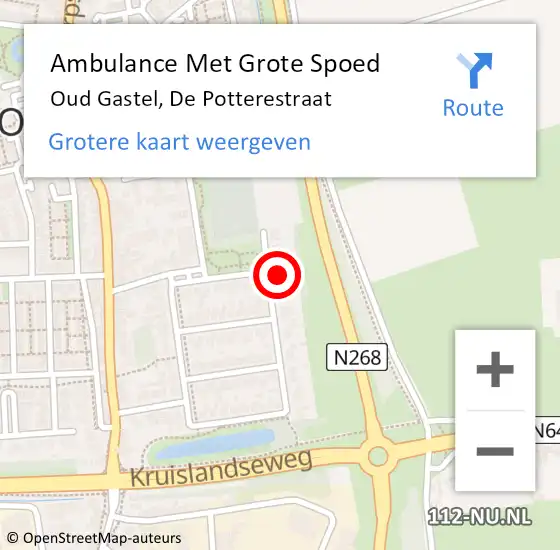 Locatie op kaart van de 112 melding: Ambulance Met Grote Spoed Naar Oud Gastel, De Potterestraat op 2 mei 2014 12:29