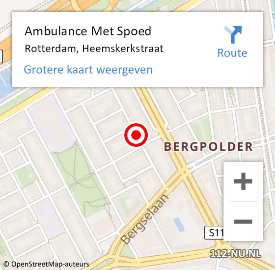 Locatie op kaart van de 112 melding: Ambulance Met Spoed Naar Rotterdam, Heemskerkstraat op 27 maart 2020 10:16