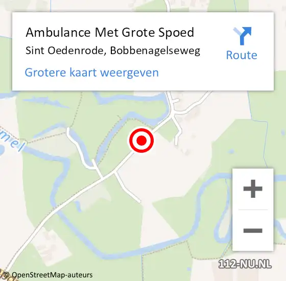 Locatie op kaart van de 112 melding: Ambulance Met Grote Spoed Naar Sint Oedenrode, Bobbenagelseweg op 27 maart 2020 10:35