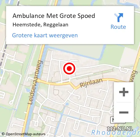 Locatie op kaart van de 112 melding: Ambulance Met Grote Spoed Naar Heemstede, Reggelaan op 27 maart 2020 10:43