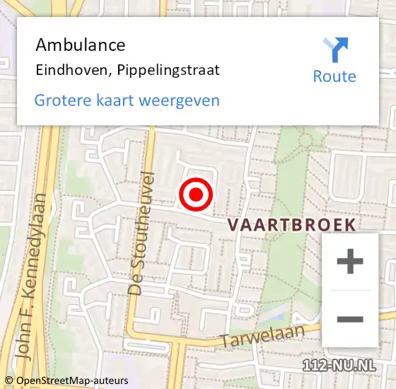 Locatie op kaart van de 112 melding: Ambulance Eindhoven, Pippelingstraat op 27 maart 2020 11:27