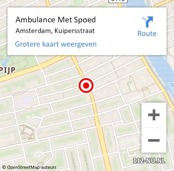 Locatie op kaart van de 112 melding: Ambulance Met Spoed Naar Amsterdam, Kuipersstraat op 27 maart 2020 11:27