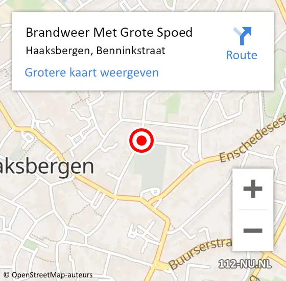 Locatie op kaart van de 112 melding: Brandweer Met Grote Spoed Naar Haaksbergen, Benninkstraat op 27 maart 2020 11:58