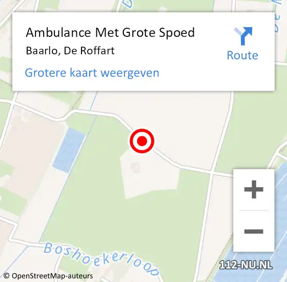 Locatie op kaart van de 112 melding: Ambulance Met Grote Spoed Naar Baarlo, De Roffart op 27 maart 2020 12:02