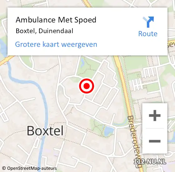 Locatie op kaart van de 112 melding: Ambulance Met Spoed Naar Boxtel, Duinendaal op 27 maart 2020 12:35