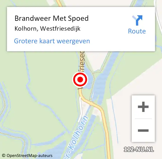 Locatie op kaart van de 112 melding: Brandweer Met Spoed Naar Kolhorn, Westfriesedijk op 27 maart 2020 13:45