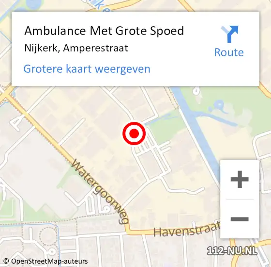 Locatie op kaart van de 112 melding: Ambulance Met Grote Spoed Naar Nijkerk, Amperestraat op 27 maart 2020 13:53