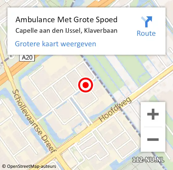 Locatie op kaart van de 112 melding: Ambulance Met Grote Spoed Naar Capelle aan den IJssel, Klaverbaan op 27 maart 2020 14:26