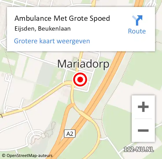 Locatie op kaart van de 112 melding: Ambulance Met Grote Spoed Naar Eijsden, Beukenlaan op 2 mei 2014 13:01