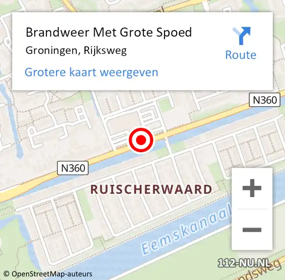 Locatie op kaart van de 112 melding: Brandweer Met Grote Spoed Naar Groningen, Rijksweg op 27 maart 2020 17:52