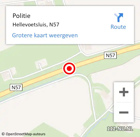 Locatie op kaart van de 112 melding: Politie Hellevoetsluis, N57 op 27 maart 2020 18:30