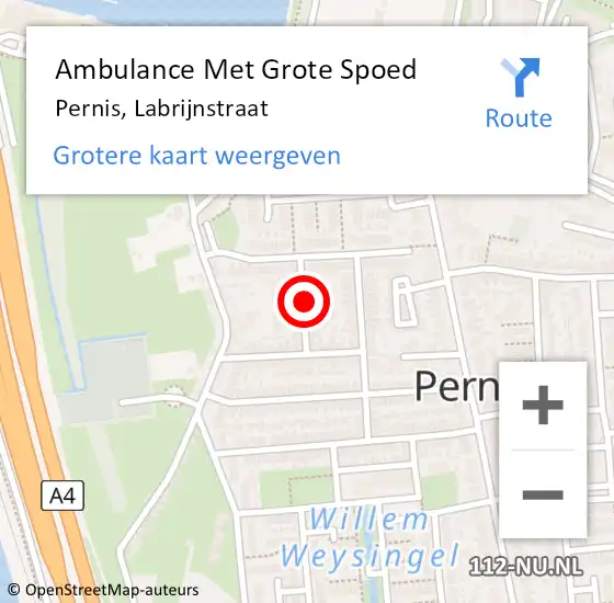 Locatie op kaart van de 112 melding: Ambulance Met Grote Spoed Naar Pernis, Labrijnstraat op 27 maart 2020 18:34