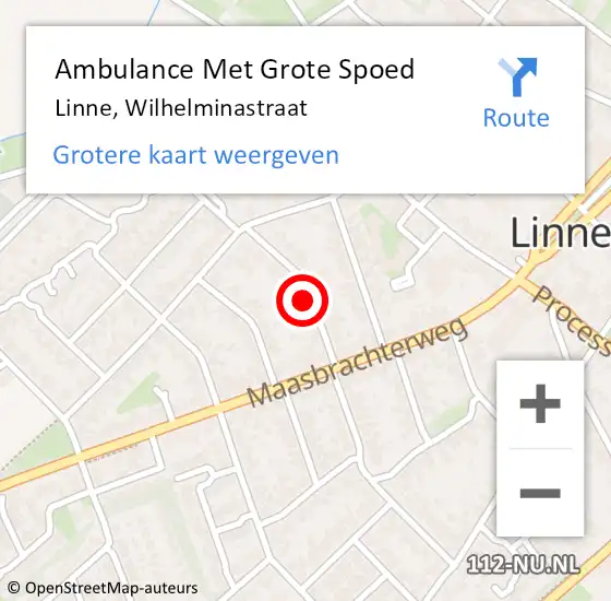 Locatie op kaart van de 112 melding: Ambulance Met Grote Spoed Naar Linne, Wilhelminastraat op 2 mei 2014 13:17