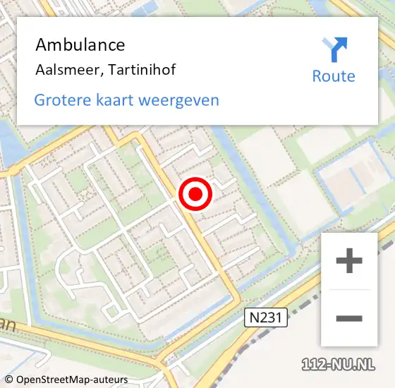 Locatie op kaart van de 112 melding: Ambulance Aalsmeer, Tartinihof op 27 maart 2020 20:32