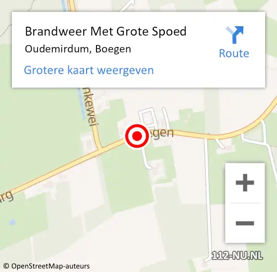 Locatie op kaart van de 112 melding: Brandweer Met Grote Spoed Naar Oudemirdum, Boegen op 27 maart 2020 21:11