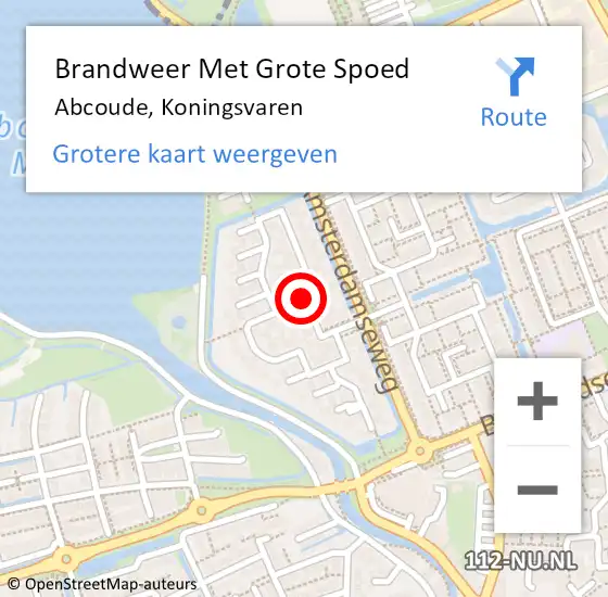 Locatie op kaart van de 112 melding: Brandweer Met Grote Spoed Naar Abcoude, Koningsvaren op 27 maart 2020 21:12