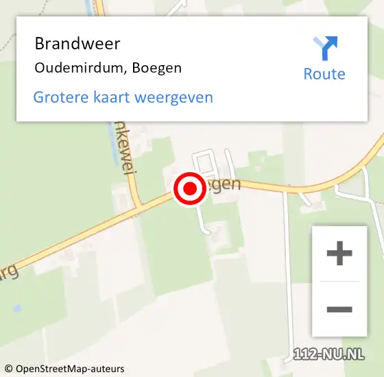 Locatie op kaart van de 112 melding: Brandweer Oudemirdum, Boegen op 27 maart 2020 21:13