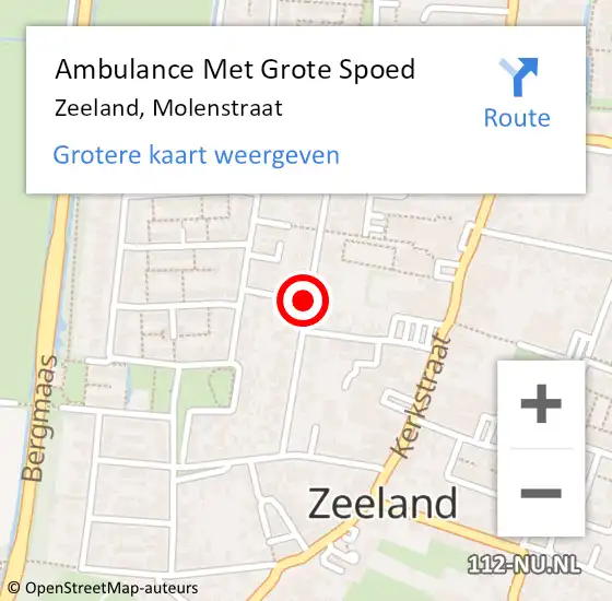 Locatie op kaart van de 112 melding: Ambulance Met Grote Spoed Naar Zeeland, Molenstraat op 27 maart 2020 21:20