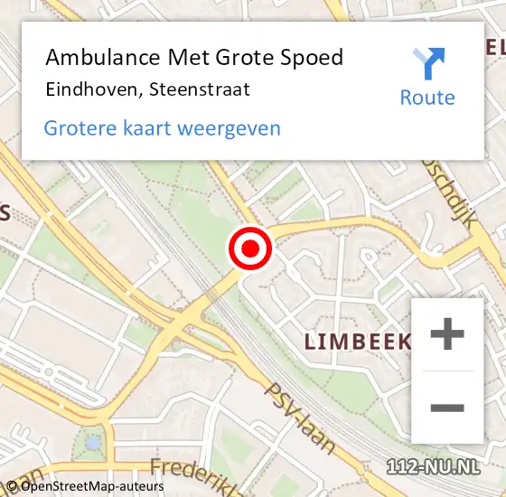 Locatie op kaart van de 112 melding: Ambulance Met Grote Spoed Naar Eindhoven, Steenstraat op 27 maart 2020 21:46