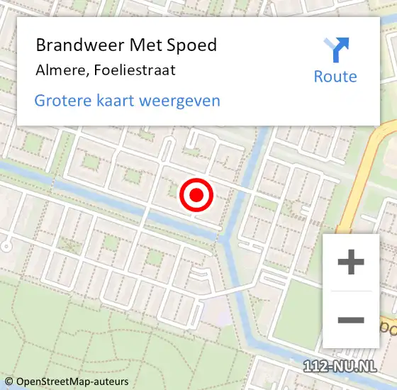 Locatie op kaart van de 112 melding: Brandweer Met Spoed Naar Almere, Foeliestraat op 27 maart 2020 21:55