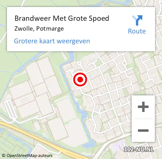 Locatie op kaart van de 112 melding: Brandweer Met Grote Spoed Naar Zwolle, Potmarge op 27 maart 2020 22:12