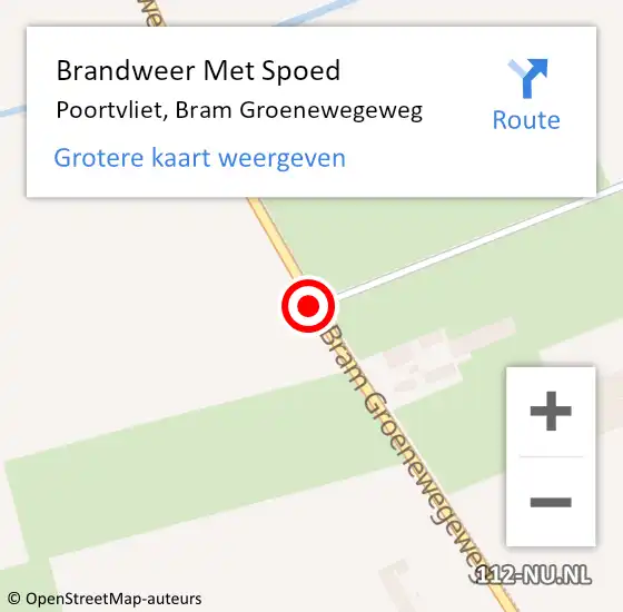 Locatie op kaart van de 112 melding: Brandweer Met Spoed Naar Poortvliet, Bram Groenewegeweg op 27 maart 2020 22:14