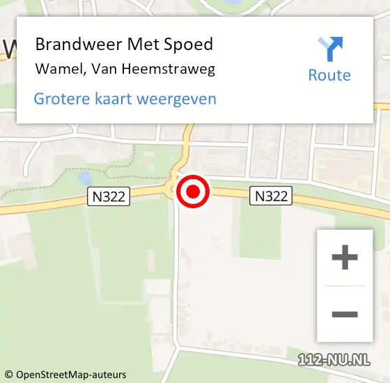 Locatie op kaart van de 112 melding: Brandweer Met Spoed Naar Wamel, Van Heemstraweg op 27 maart 2020 23:45