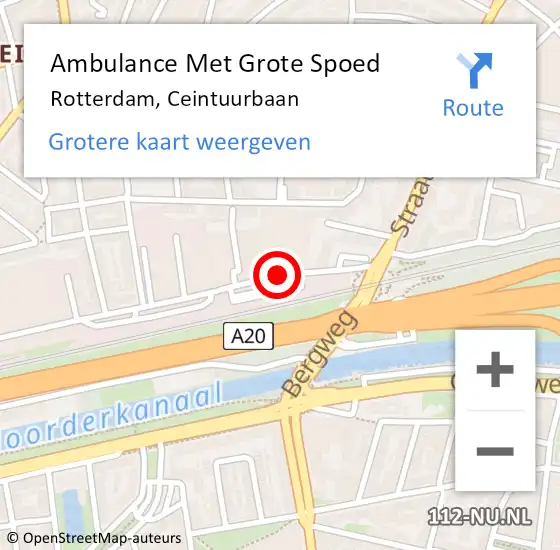 Locatie op kaart van de 112 melding: Ambulance Met Grote Spoed Naar Rotterdam, Ceintuurbaan op 28 maart 2020 00:04