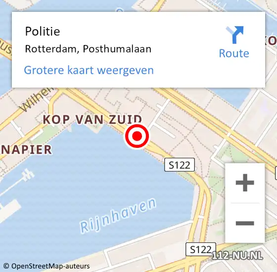Locatie op kaart van de 112 melding: Politie Rotterdam, Posthumalaan op 28 maart 2020 00:30