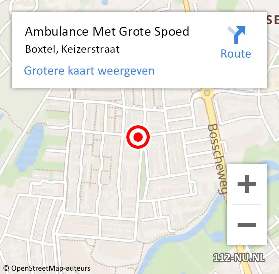 Locatie op kaart van de 112 melding: Ambulance Met Grote Spoed Naar Boxtel, Keizerstraat op 28 maart 2020 01:18