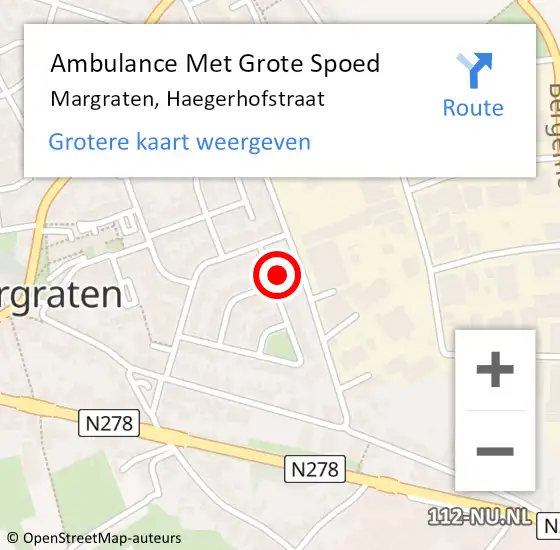 Locatie op kaart van de 112 melding: Ambulance Met Grote Spoed Naar Margraten, Haegerhofstraat op 2 mei 2014 13:34