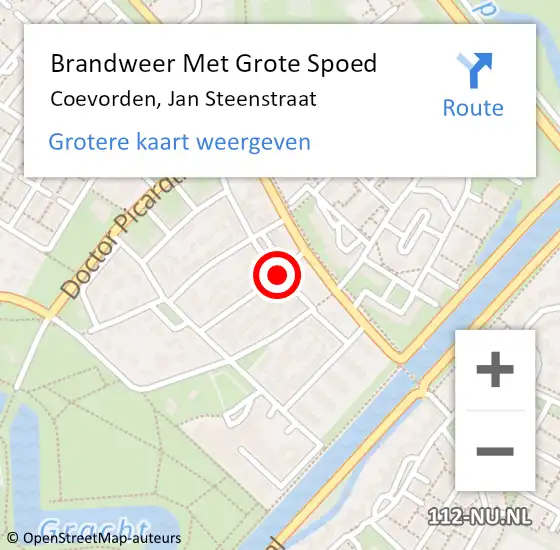 Locatie op kaart van de 112 melding: Brandweer Met Grote Spoed Naar Coevorden, Jan Steenstraat op 28 maart 2020 02:55
