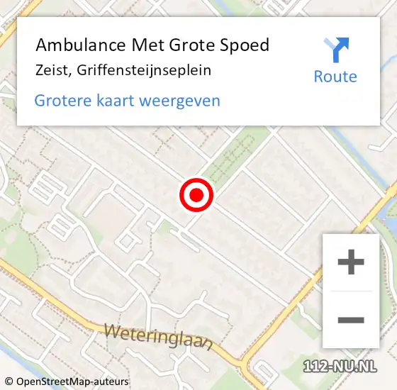 Locatie op kaart van de 112 melding: Ambulance Met Grote Spoed Naar Zeist, Griffensteijnseplein op 28 maart 2020 05:38