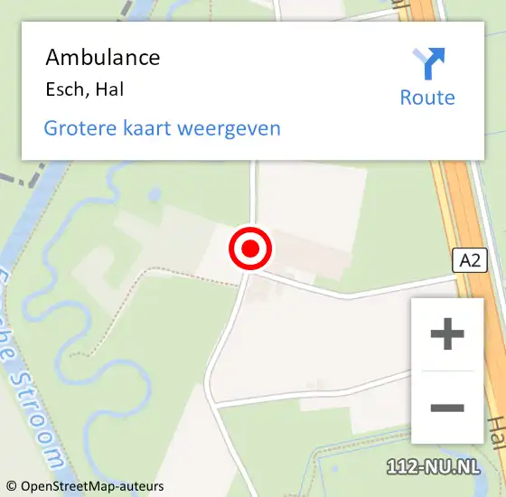 Locatie op kaart van de 112 melding: Ambulance Esch, Hal op 28 maart 2020 07:12
