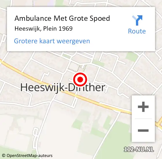 Locatie op kaart van de 112 melding: Ambulance Met Grote Spoed Naar Heeswijk, Plein 1969 op 28 maart 2020 08:56