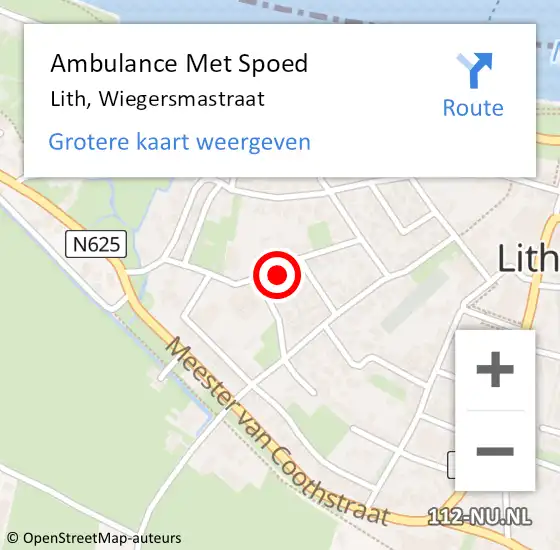 Locatie op kaart van de 112 melding: Ambulance Met Spoed Naar Lith, Wiegersmastraat op 28 maart 2020 09:52