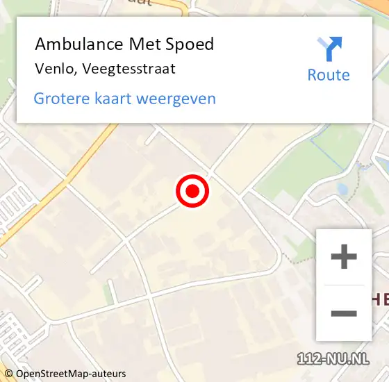 Locatie op kaart van de 112 melding: Ambulance Met Spoed Naar Venlo, Veegtesstraat op 28 maart 2020 10:13