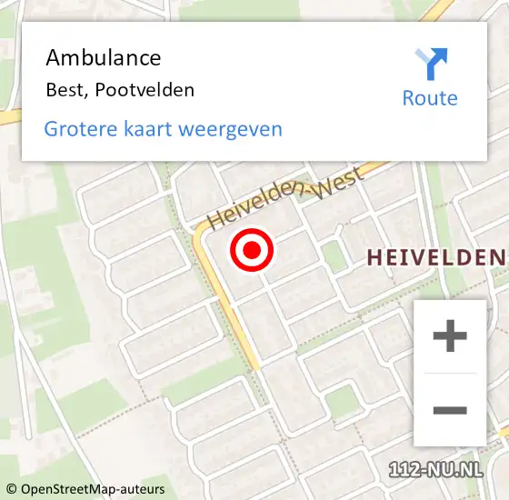 Locatie op kaart van de 112 melding: Ambulance Best, Pootvelden op 28 maart 2020 11:25