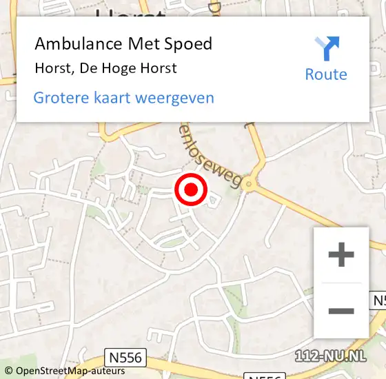 Locatie op kaart van de 112 melding: Ambulance Met Spoed Naar Horst, De Hoge Horst op 28 maart 2020 12:15