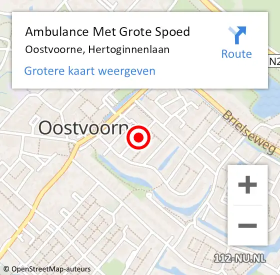 Locatie op kaart van de 112 melding: Ambulance Met Grote Spoed Naar Oostvoorne, Hertoginnenlaan op 28 maart 2020 12:50