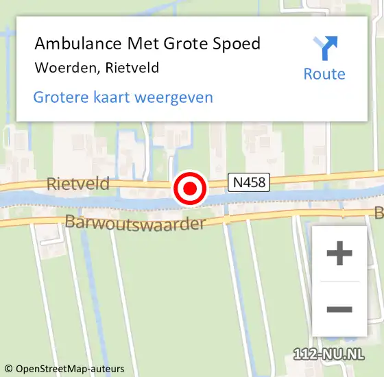Locatie op kaart van de 112 melding: Ambulance Met Grote Spoed Naar Woerden, Rietveld op 28 maart 2020 13:53