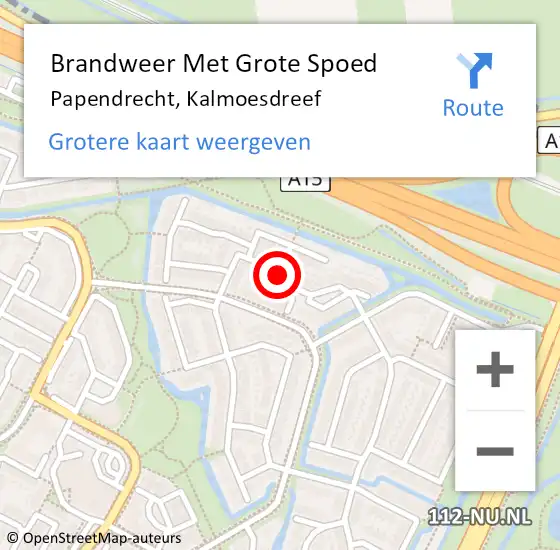 Locatie op kaart van de 112 melding: Brandweer Met Grote Spoed Naar Papendrecht, Kalmoesdreef op 28 maart 2020 13:55