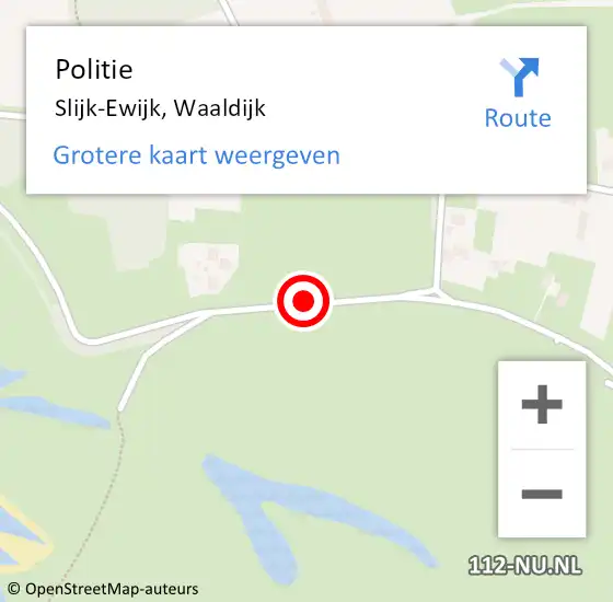 Locatie op kaart van de 112 melding: Politie Slijk-Ewijk, Waaldijk op 28 maart 2020 13:56