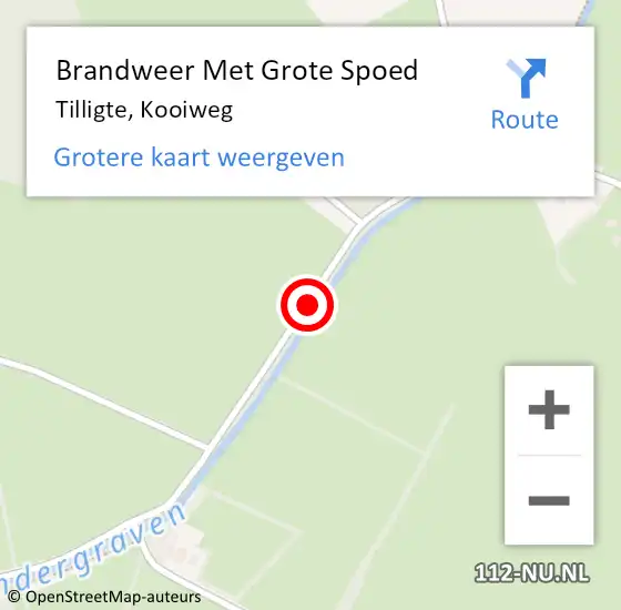 Locatie op kaart van de 112 melding: Brandweer Met Grote Spoed Naar Tilligte, Kooiweg op 28 maart 2020 14:37