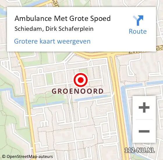 Locatie op kaart van de 112 melding: Ambulance Met Grote Spoed Naar Schiedam, Dirk Schaferplein op 28 maart 2020 14:41