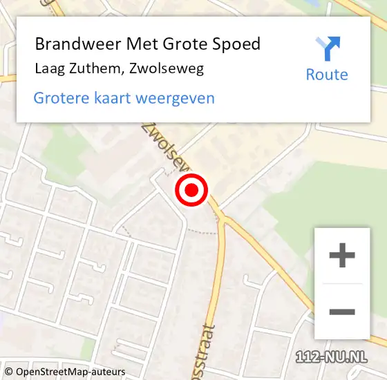 Locatie op kaart van de 112 melding: Brandweer Met Grote Spoed Naar Laag Zuthem, Zwolseweg op 28 maart 2020 15:10