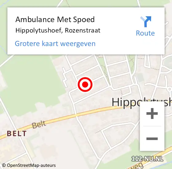 Locatie op kaart van de 112 melding: Ambulance Met Spoed Naar Hippolytushoef, Rozenstraat op 28 maart 2020 15:54