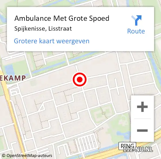 Locatie op kaart van de 112 melding: Ambulance Met Grote Spoed Naar Spijkenisse, Lisstraat op 28 maart 2020 16:54