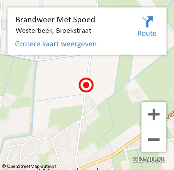 Locatie op kaart van de 112 melding: Brandweer Met Spoed Naar Westerbeek, Broekstraat op 28 maart 2020 17:11